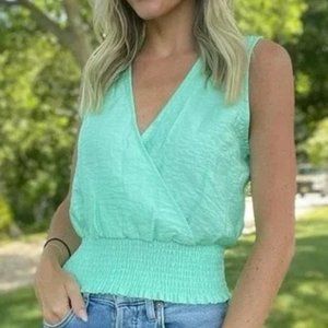 NWT Six/Fifty The Summer Tank Top Surplice Neckline Mint Green Size Small S NEW